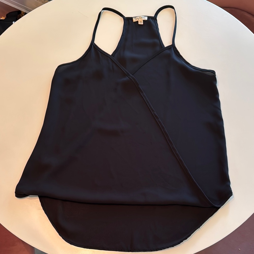 Lily White Black Asymmetrical Wrap Tank Top